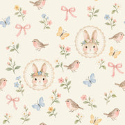Floral Crown Bunny Wallpaper Pastel Watercolor Nursery Pattern design