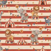 Circus Animals Wallpaper Red Stripes Watercolor design