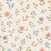 Watercolor Wildflower Branches Wallpaper Cream Background design