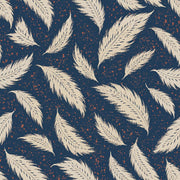 Cream Feather Wallpaper Navy Background With Speckled Paint design