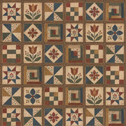 Patchwork Quilt Blocks Wallpaper Rustic Wood Grid design