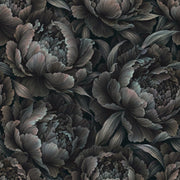 Layered Peony Blooms Wallpaper Dark Floral In Charcoal Gray design