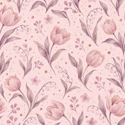 Pink Watercolor Tulips Wallpaper Soft Botanical Repeat design
