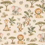 Cute Safari Animals Wallpaper Watercolor Repeat On Cream design