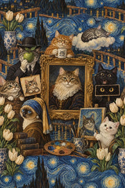 Art Cats Wallpaper Starry Night Sky In Blue And Gold design