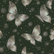 Ethereal Butterflies Wallpaper Forest Green Bokeh Glow design