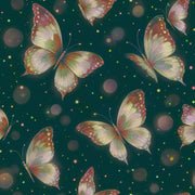 Flying Butterflies Wallpaper Dark Teal Background With Bokeh Glow design