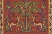 Tree Of Life With Gazelles Wallpaper Mural: Vintage Inspired Rust Red design