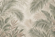 Layered Tropical Leaves Wallpaper Mural Sage Green Watercolor Neutrals design
