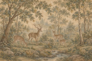 Deer Family Forest Wallpaper Mural Beige Vintage Inspired Pastoral design