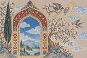 Ornate Persian Arch Landscape Wallpaper Mural Vintage Inspired Miniature Style design