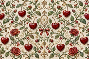 Red Roses And Heart Cherries Wallpaper Mural Cream Background design