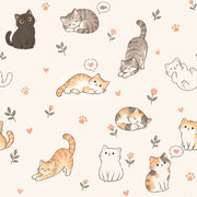 Cute Cats Wallpaper Watercolor Cream Background design
