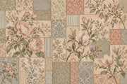 Pink Cream Roses Wallpaper Mural In Vintage Inspired Patchwork Style design
