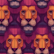 Purple Background Wallpaper Lion Faces Removable Geometric Wall Decor design