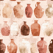 Terracotta Pottery Wallpaper Ceramic Vases Earthy Neutrals Removable Wall Decor design