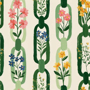 Botanical Wallpaper Floral Removable Green Chain Links Wall Decor design