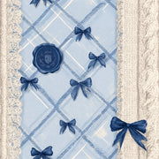 Blue Plaid Wallpaper Argyle Diamonds Navy Ribbon Bows Decorative Mural design