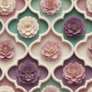 3D Paper Cut Flowers Wallpaper Quatrefoil Trellis Sage Green Decorative Mural design