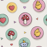 Nursery Wallpaper Pastel Circles Mushrooms Removable Wall Decor design