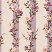 Floral Wallpaper Purple Stripes Romantic Garden Removable Wall Decor design