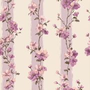 Floral Wallpaper Pink And Lavender Blossoms Removable Vertical Stripes Wall Decor design