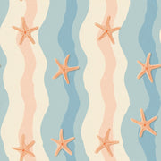 Starfish Wallpaper Coastal Removable Wavy Stripes Wall Decor design