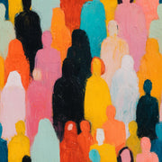 Abstract Crowd Wallpaper Colorful Silhouettes Removable Impasto Texture Wall Decor design