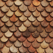 Rustic Wood Shingles Wallpaper Scallop Scales Pattern design