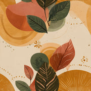Botanical Leaves Wallpaper Abstract Circles Removable Mid Century Inspired Wall Decor design