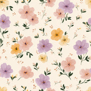 Pastel Floral Wallpaper Cream Background Removable Watercolor Flowers Wall Decor design