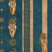Dark Teal Wallpaper Tigers Vertical Stripes Decorative Mural design
