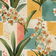 Orchid Wallpaper Floral Botanical Leaves Decorative Mural design