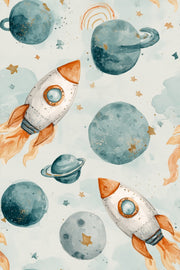 Watercolor Wallpaper Space Removable Kids Nursery Wall Decor design
