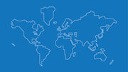 Bold Blue Outline World Map Wall Mural design