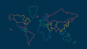 Navy Blue Multicolor World Map Wall Mural design
