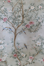 Cream Chinoiserie Bird and Floral Wallpaper design