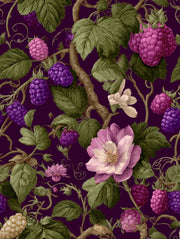 Rich Purple Berry and Floral Luxury Wallpaper design
