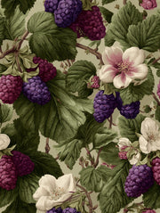Bold Green and Purple Berry Botanical Wallpaper design