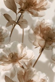 Warm Beige Large Floral Peony Wallpaper design