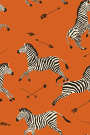 Vibrant Orange Zebra Pattern Wallpaper design
