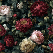 Dark Elegance Red Peony Floral Wallpaper design
