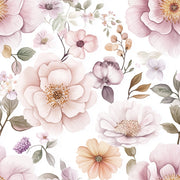 Cream and Lavender Large Floral Wallpaper design