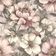 Cream and Blush Pink Large Floral Wallpaper design