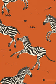 Vibrant Orange Zebra Pattern Wallpaper design