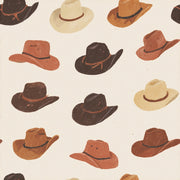 Cream and Brown Cowboy Hat Pattern Wallpaper design