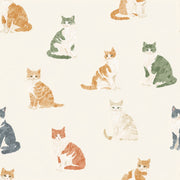 Cream Multicolor Cat Pattern Wallpaper design
