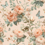 Cream and Peach Rose Blossom Wallpaper design