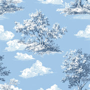 Soft Sky Blue Tree Landscape Wallpaper design