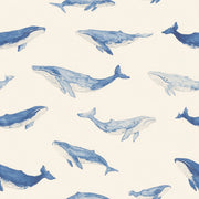 Cream and Blue Whale Watercolor Wallpaper design